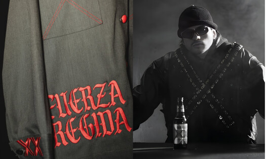 Dos Equis x  Fuerza Regida Merch and JOP with Dos Equis Beer Bottle
