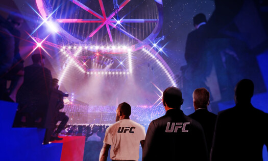 Fighters walk out in a render of the upcoming UFC x White House Fight Night