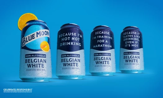 The new Blue Moon Non-Alcoholic Beer Packaging