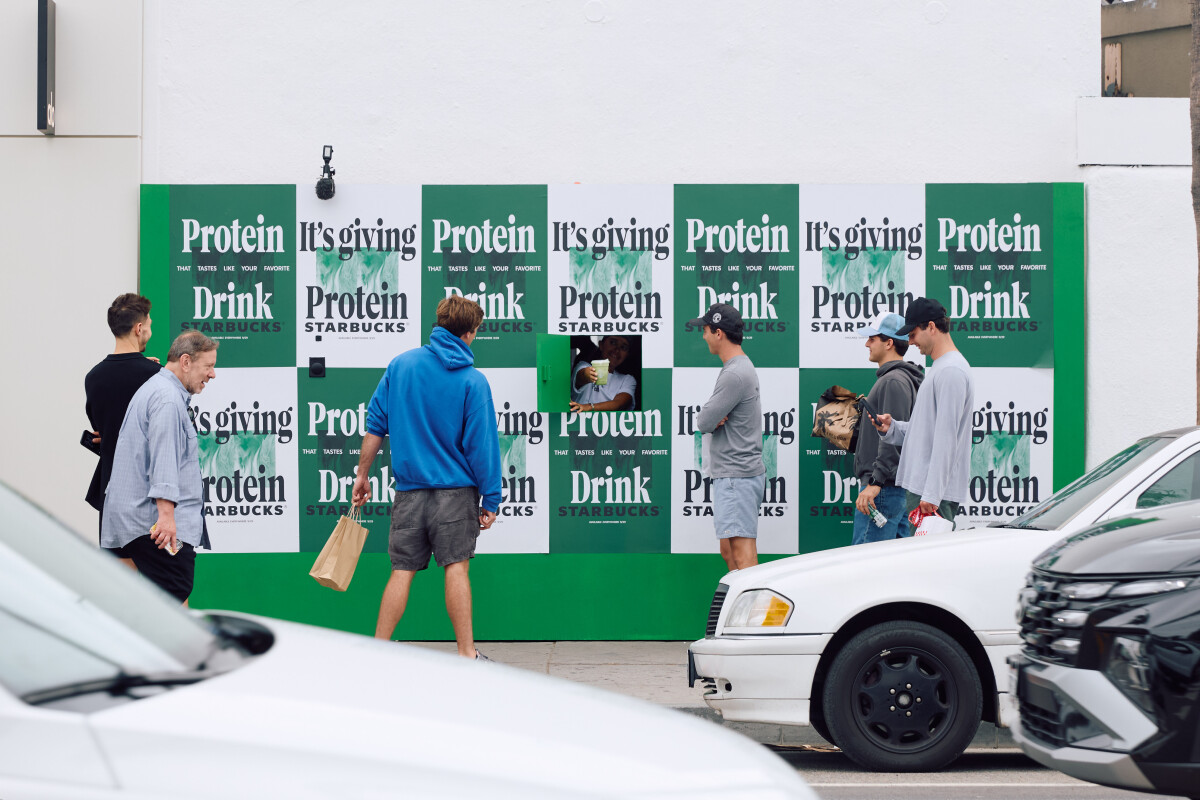 Starbucks Reimagines Street Marketing With Protein Wall Activation