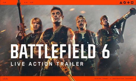 Zac Efron, Jimmy Butler, Morgan Wallen, and Paddy Pimblett posing with guns in the Battlefield 6 poster