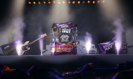 Cadbury dressed as musical icons on stage