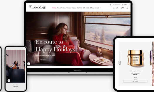 Lancôme’s new website with Julia Roberts as brand ambassador as seen on a laptop, phone, and tablet screens