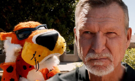 Randy Johnson with Chester the Cheetah
