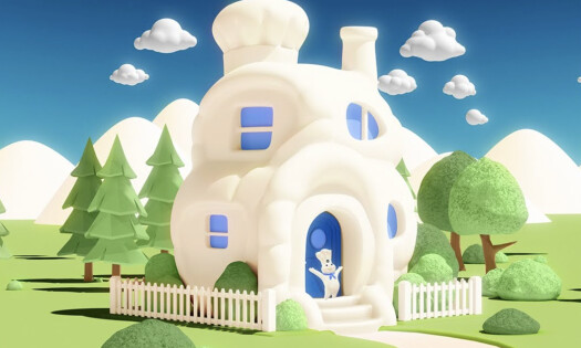 The Doughboy steps outside of the Pillsbury house