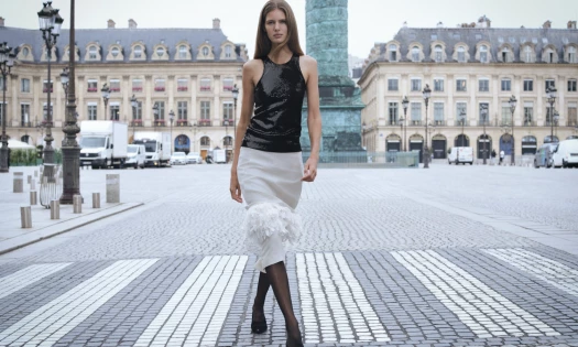 A model struts a walk in the streets