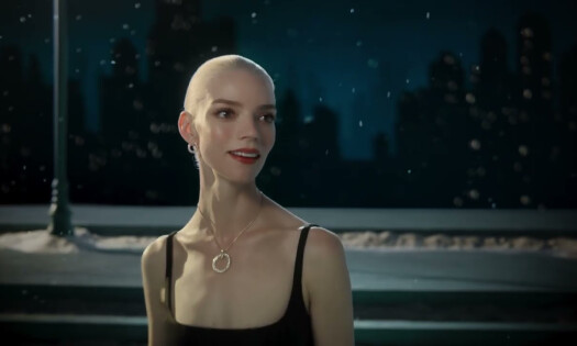 A shot of Anya Taylor Joy in a snowy city