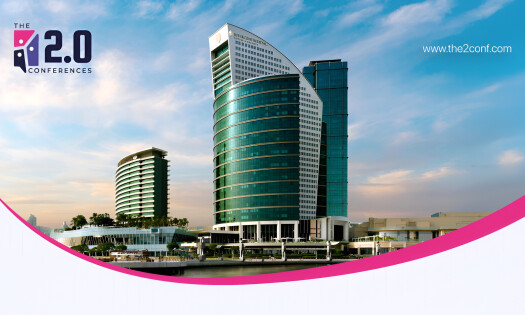 The InterContinental DFC Hotel in Dubai with the logo of "The 2.0 Conferences"