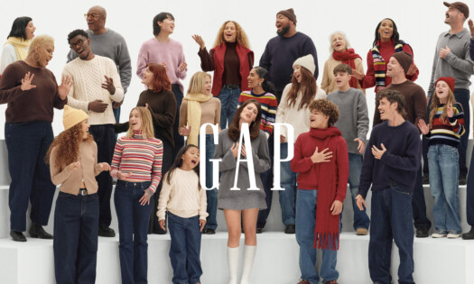The Gap choir singing Mile Cyrus' "The Climb" with logo superimposed