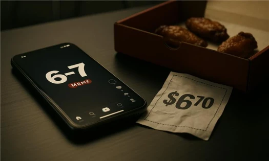 '6-7 MEME' on a cellphone with $6.70 and a box of chicken wings
