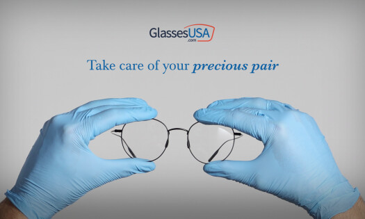 hands grabbing a pair of glasses for the Take Care of Your Pair campaign from glassesusa