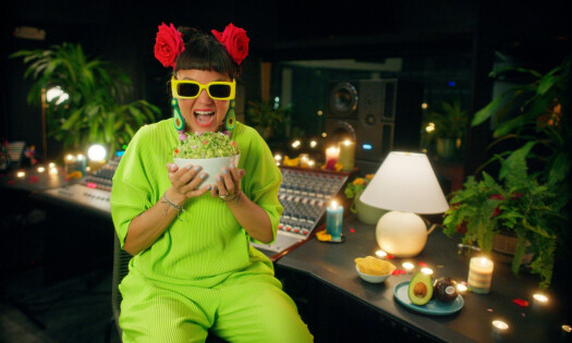 Bomba Estéreo holding a bowl of Avocados From Mexico