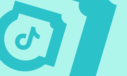 The TikTok logo shown within a turquoise and blue-themed graphic