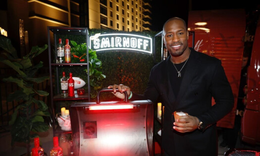 Vernon Davis by a Smirnoff booth