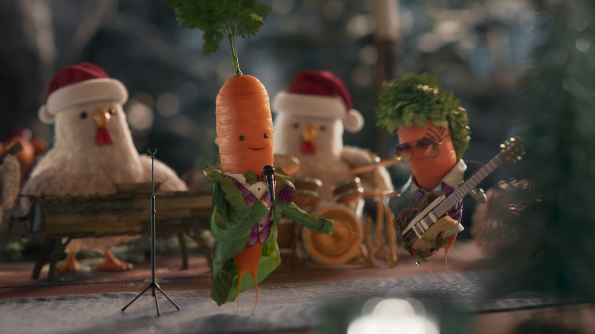 Kevin the Carrot performing with a band