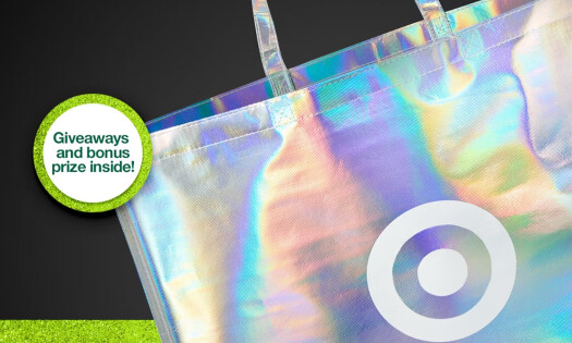 A promotional photo showing Target's iridescent Black Friday giveaway bag
