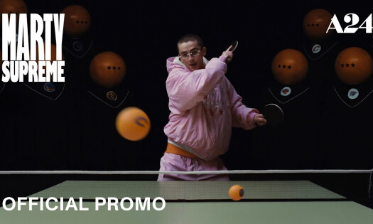 Timotheé Chalamet playing table tennis as Marty Supreme