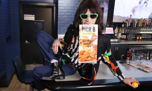 Mr Fantasy posing for Buffalo Wild Wings campaign