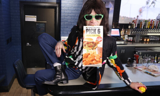 Mr Fantasy posing for Buffalo Wild Wings campaign