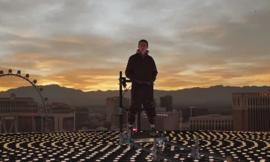 Timothée Chalamet on the top of the Sphere in Las Vegas