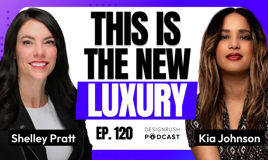Guest Shelley Pratt and DesignRush Podcast Host Kia Johnson pictured together for episode thumbnail.