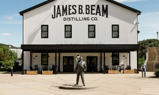 A Jim Beam American outpost with the statue of Jim Beam