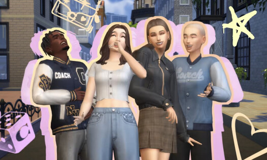 Sims 4 NPCs dressed in the in-game Coach collection