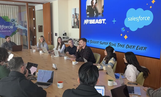 MrBeast in a conference room with the Salesforce team