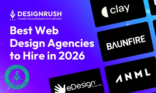 Thumbnail Design featuring DesignRush Logo, Title with "Best Web Design Agencies to Hire in 2026," and logos from some top web design agencies.