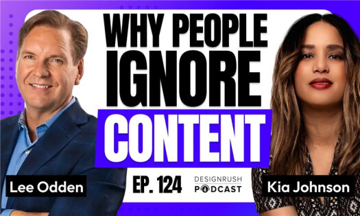 DesignRush Podcast host Kia Johnson and guest Lee Odden, CEO of TopRank Marketing, featured in Episode No. 124.