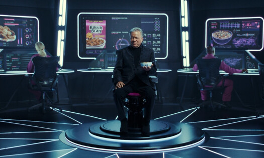 William Shatner in a futuristic lab
