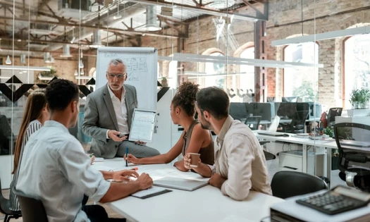 A business solutions company working on a project