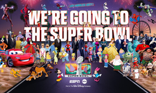 Over 60 Disney characters in the ESPN Super Bowl banner