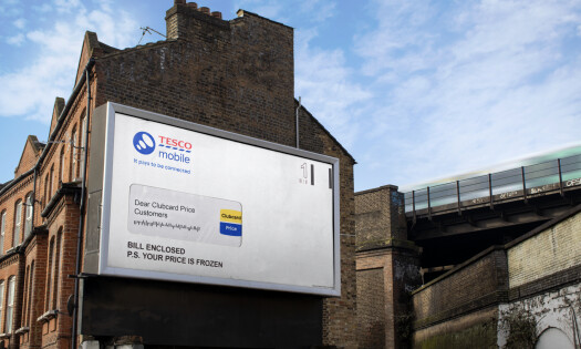 A Tesco OOH billboard on a building