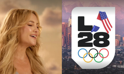 Actress Kate Hudson shown performing "California Dreamin'" in NBC's latest LA28 Olympics Campaign