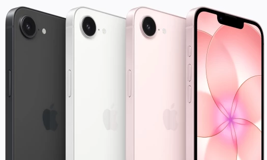 The iPhone 17e shown in its various color selections