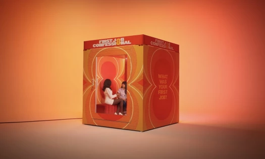 Reality TV star Olandria Carthen in front of a McDonald's confessional booth for its "First Job Confessional" campaign