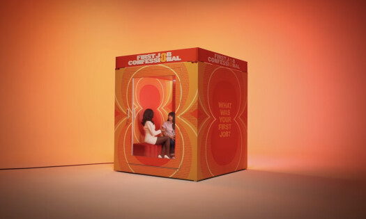 Reality TV star Olandria Carthen in front of a McDonald's confessional booth for its "First Job Confessional" campaign