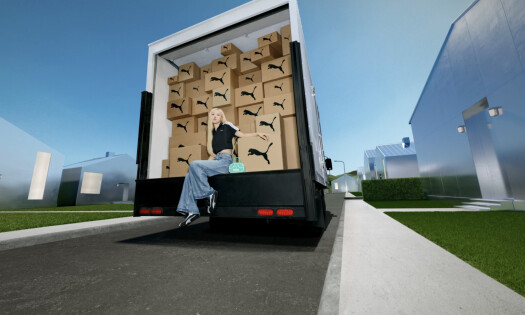 Rosé sitting on a truck full of PUMA boxes