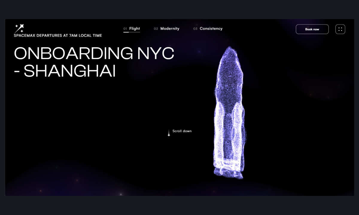 Landing screen presents NYC to Shanghai onboarding route