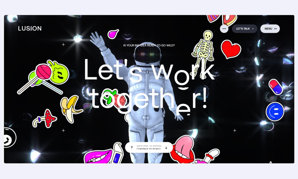 Interactive scene presents playful 3D elements and motion