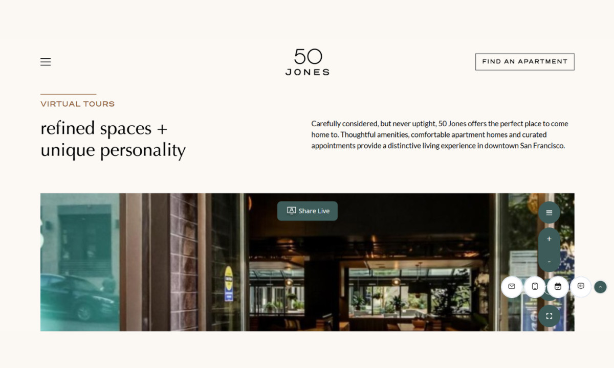 Interactive virtual tour showcases apartment interiors