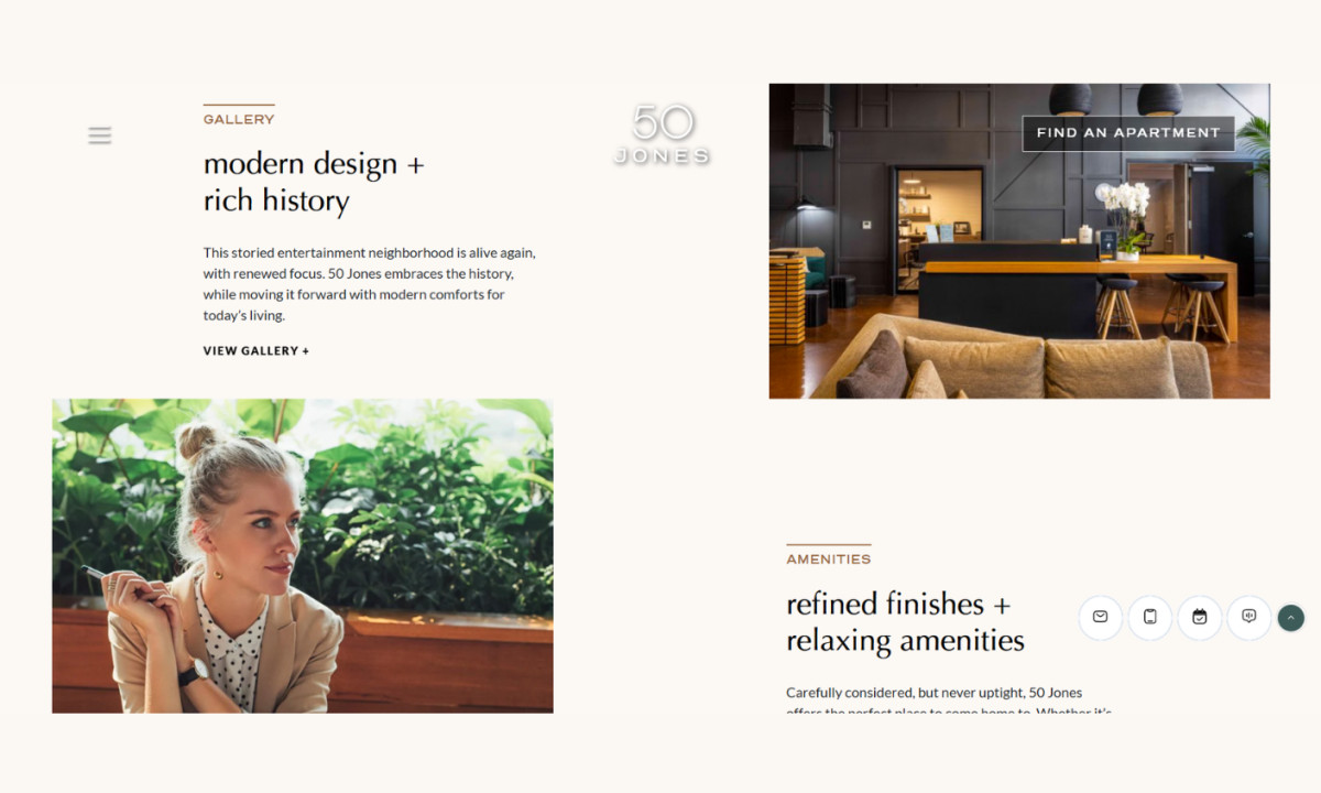 Clean interface unveils modern design and lifestyle