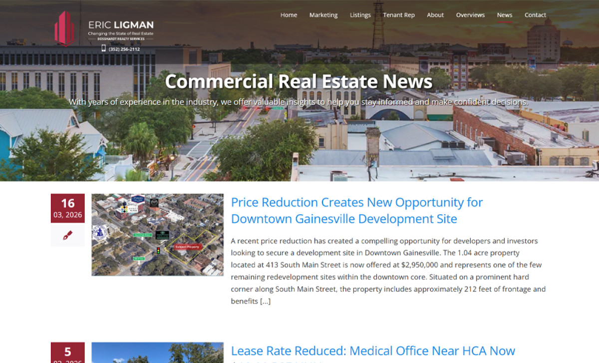 News section shares local market updates and insights