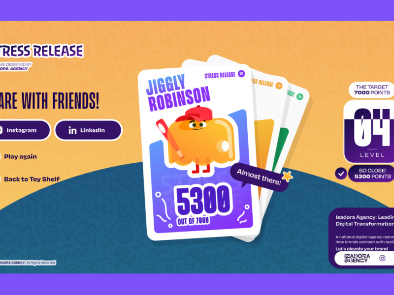 Stress Release Game website design by Isadora Marlow-Morgan.