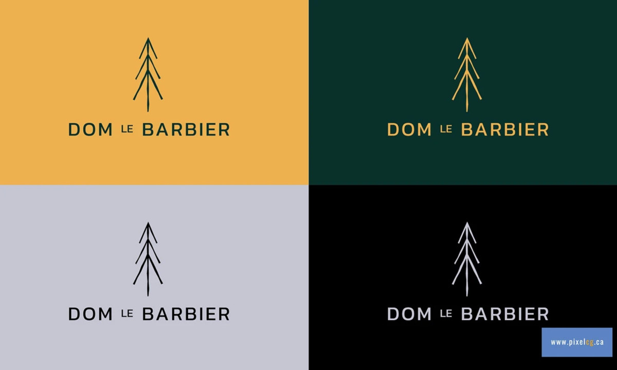 Logo variations demonstrate flexibility across light and dark backgrounds