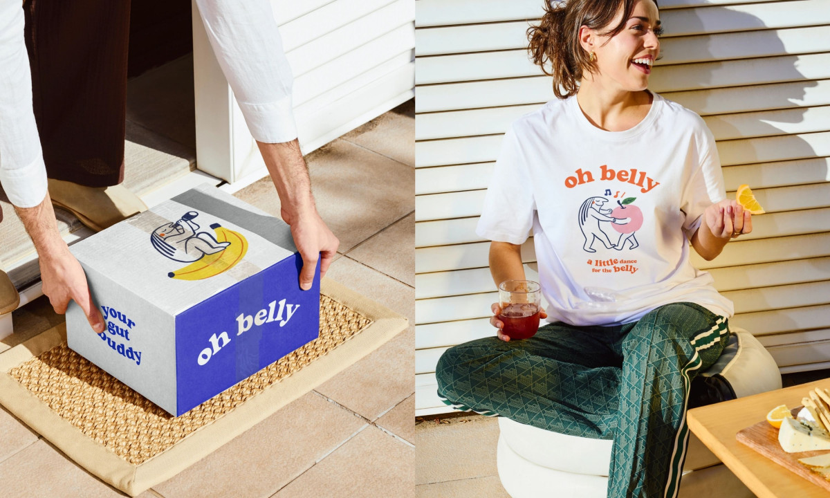 Branded packaging and apparel extend identity across lifestyle touchpoints