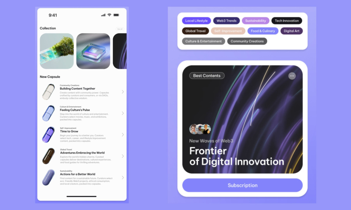 Collection view organizes capsules and highlights featured content