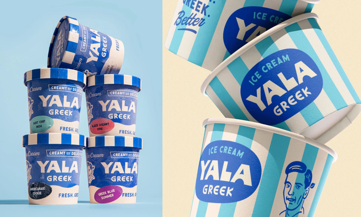 Coastal blue and cream palette evokes freshness and origin