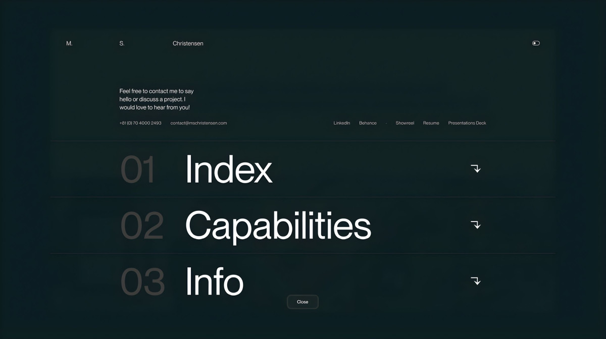 Menu navigation with structured content categories